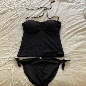 la Vie en Rose black textured tankini